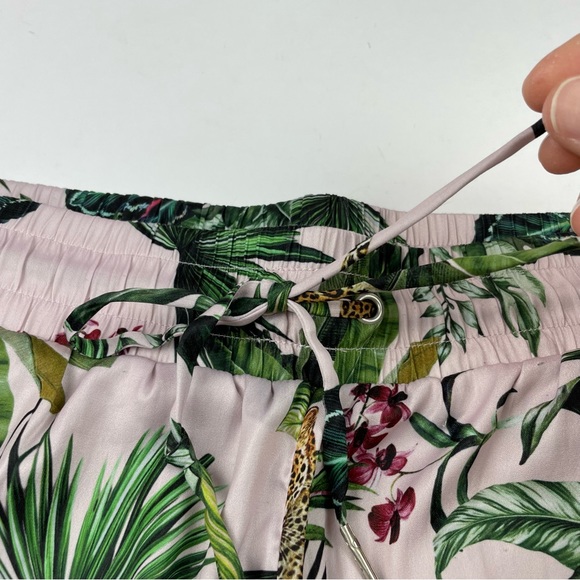 David Lerner Blush Pink Green Tropical Leopard Cheetah Safari Shorts Casual - Picture 3 of 5